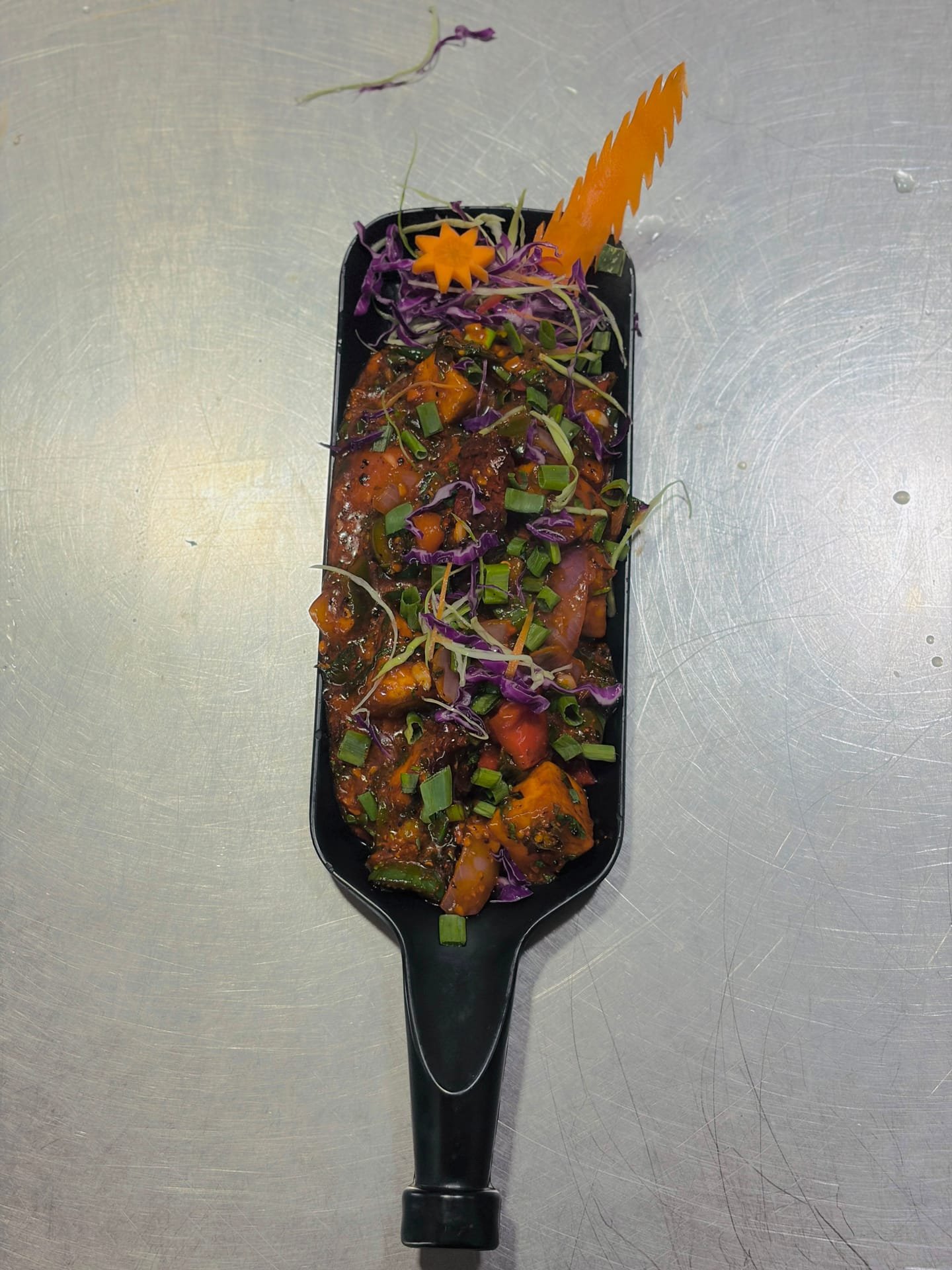 Paneer Chilli Gravy as plated in the Krushnaleela White House kitchen