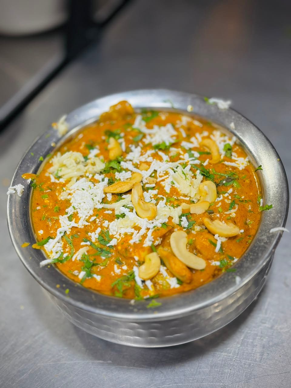 Kaju Curry as plated in the Krushnaleela White House kitchen