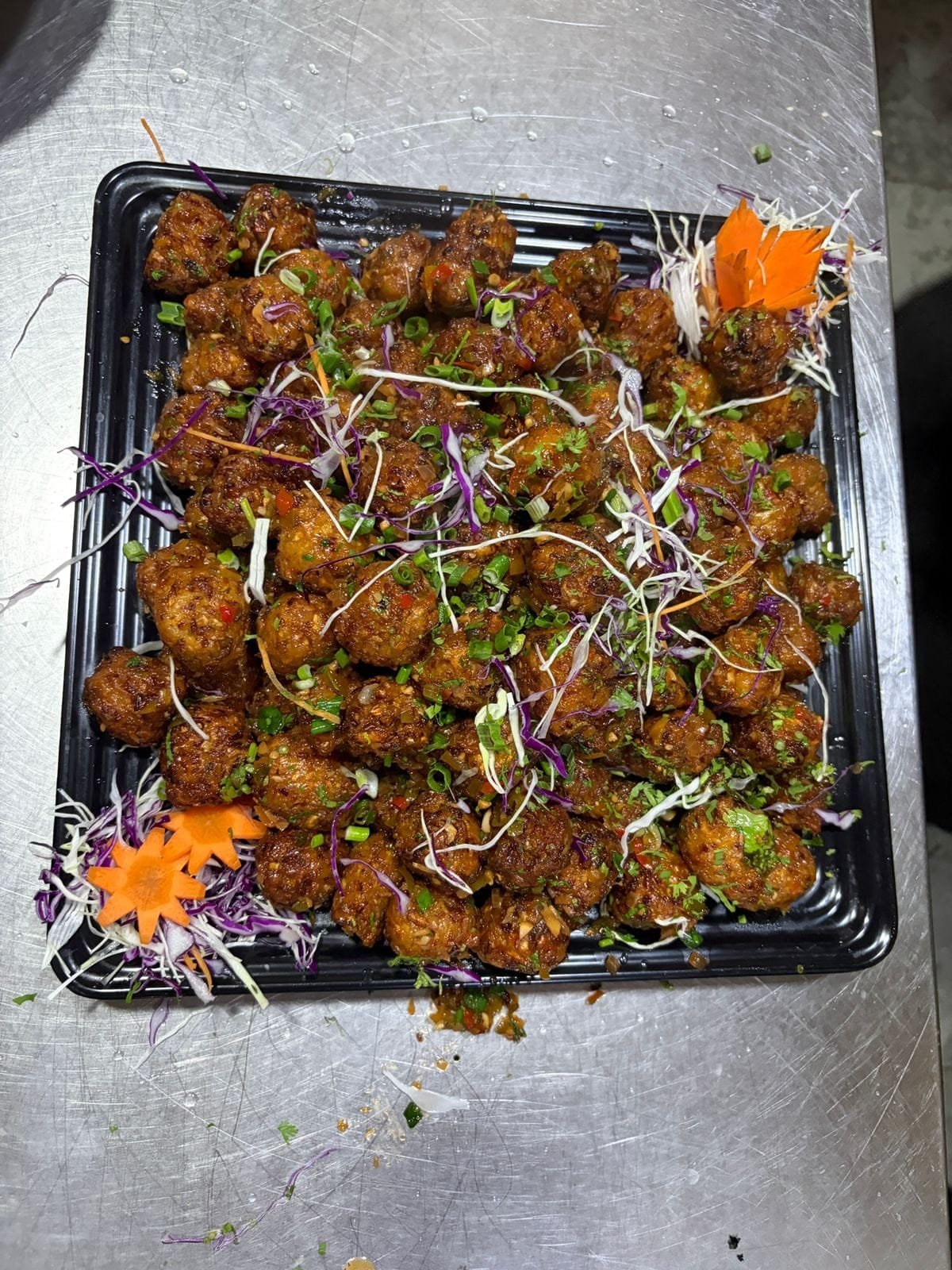 Manchurian Tray as plated in the Krushnaleela White House kitchen