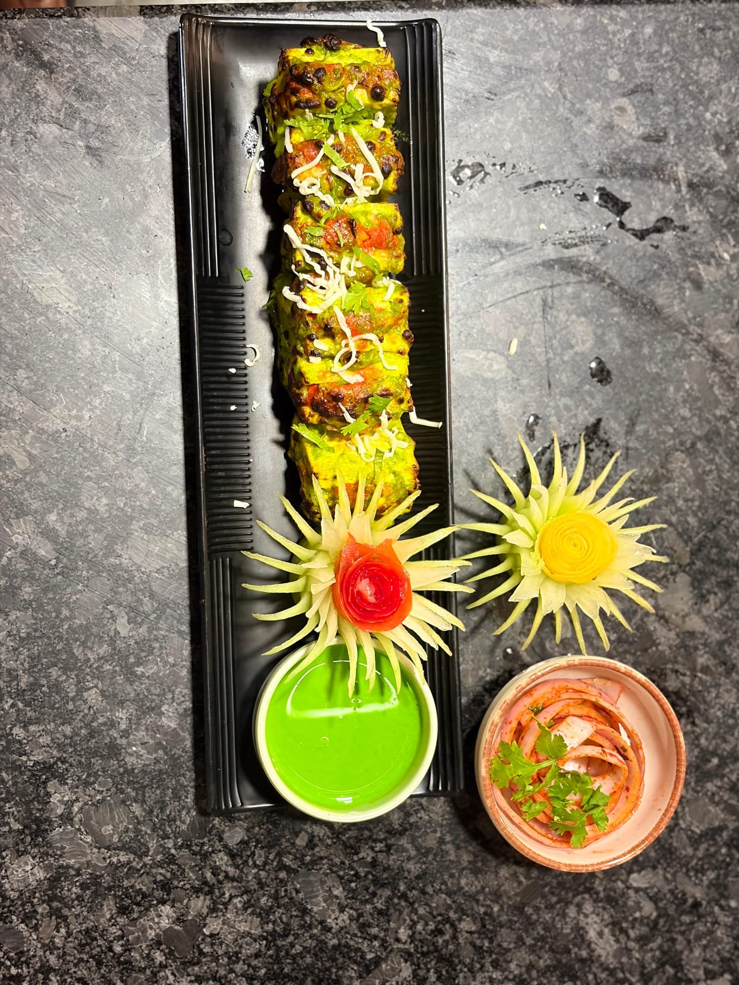 Paneer Pahadi Kabab as plated in the Krushnaleela White House kitchen