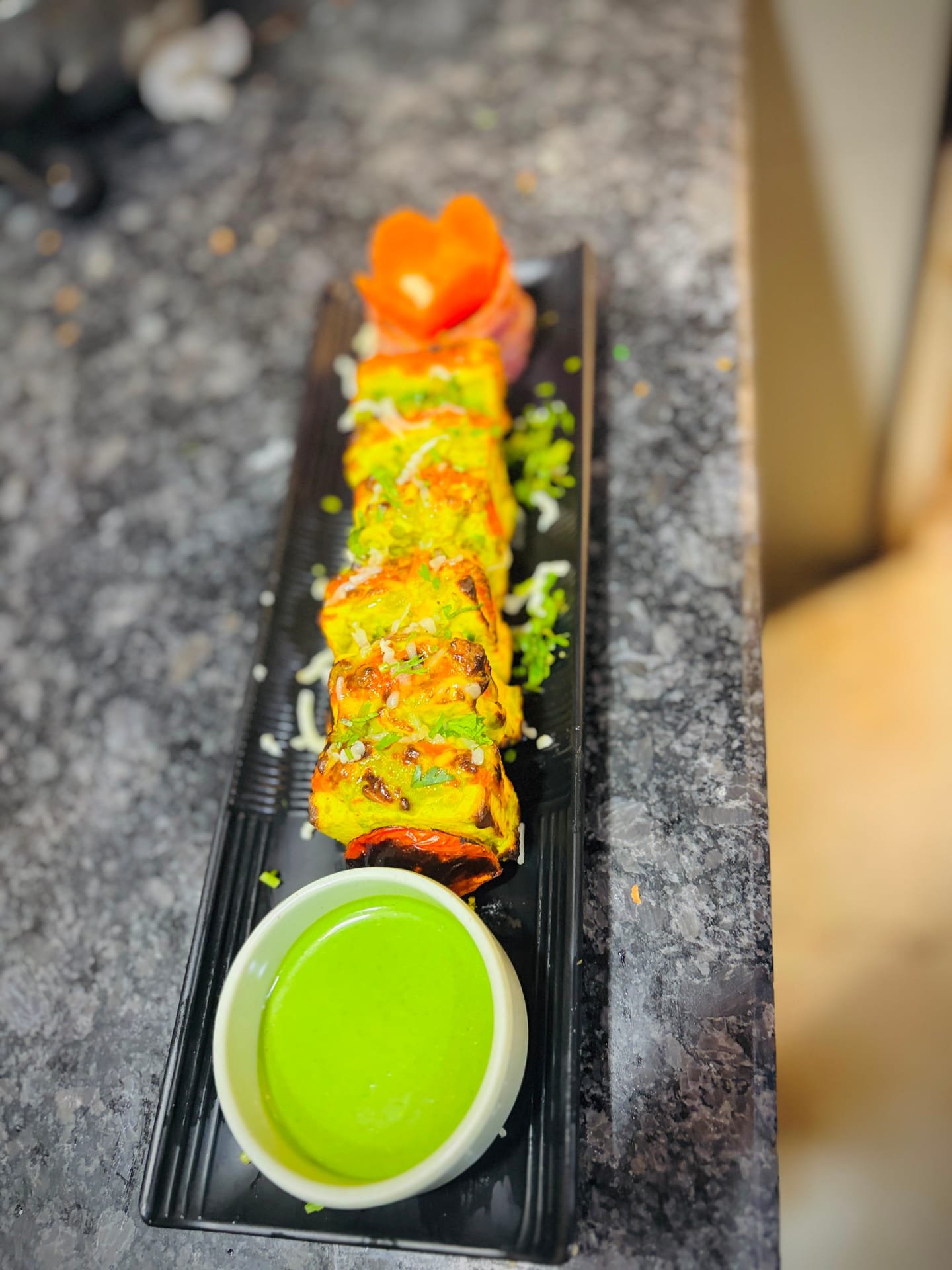 Paneer Sultani Kabab as plated in the Krushnaleela White House kitchen