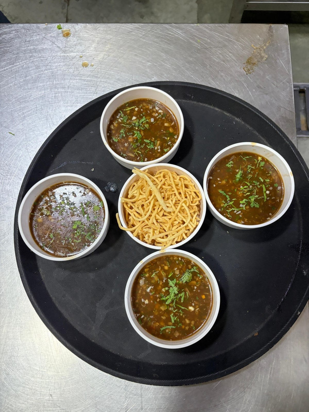 Veg Manchow Soup as plated in the Krushnaleela White House kitchen